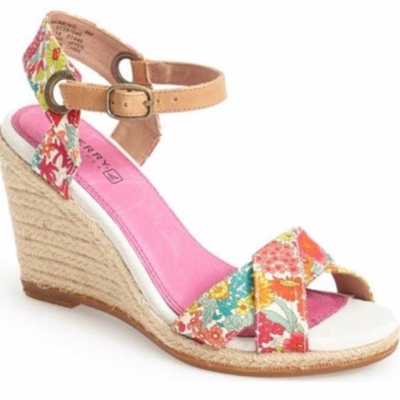 Sperry Shoes - Sperry Top Sider Women’s Saylor Floral Print Wedge Espadrille Sandals Size 9